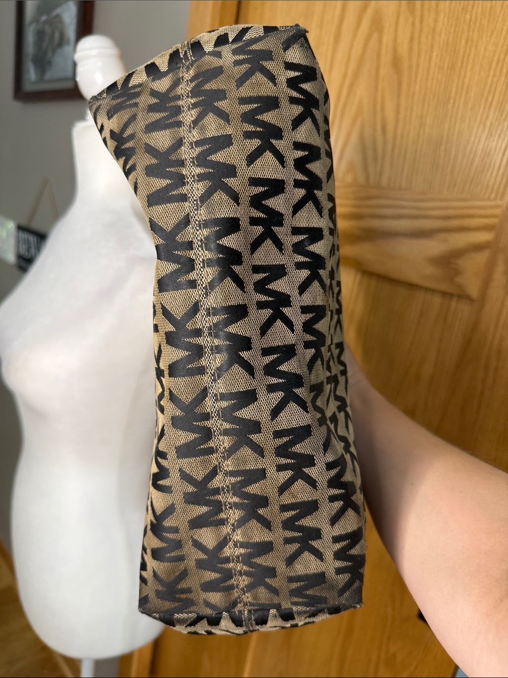 Michael Kors Brown and Black MK Signature Tote with Tassel - Picture 6 of 6